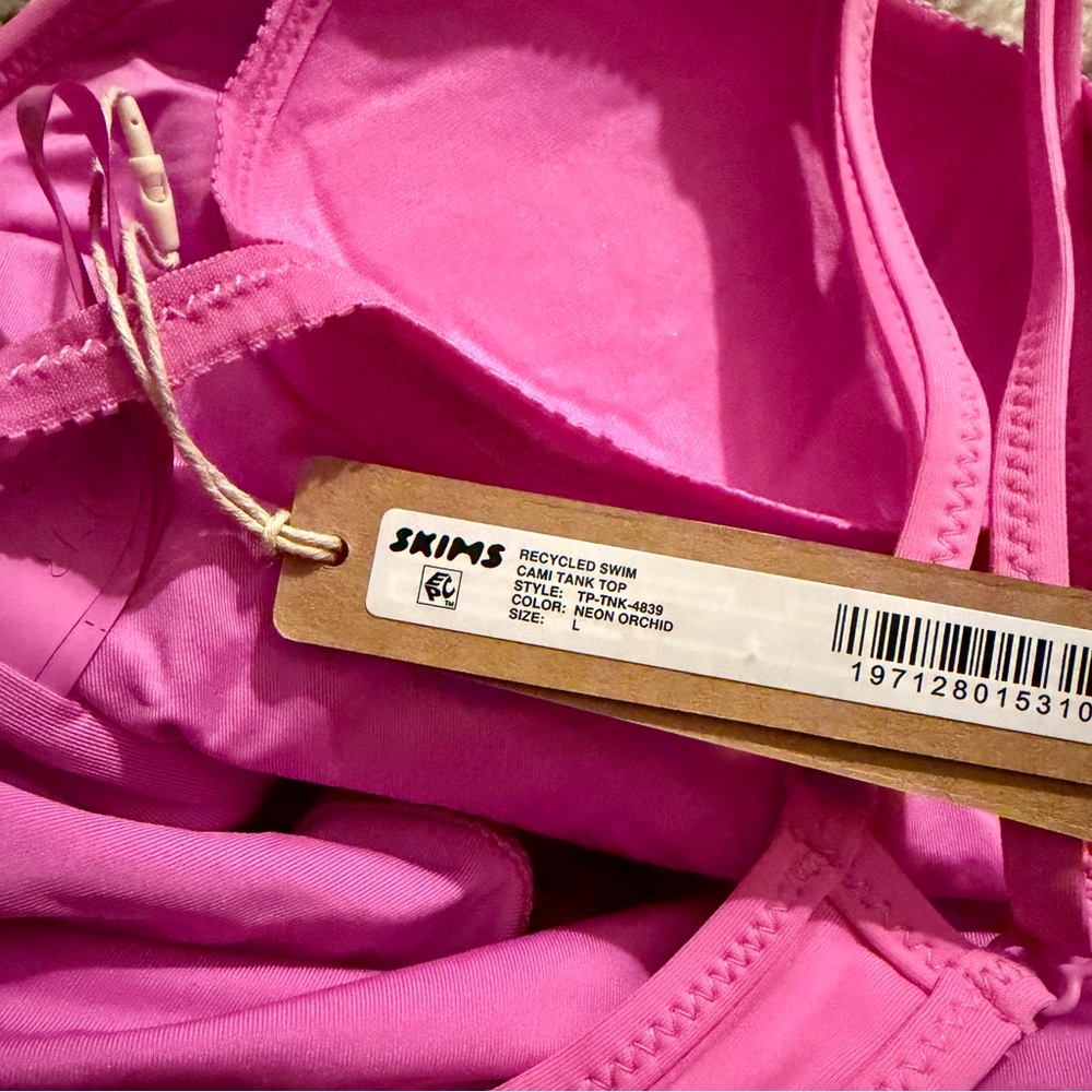 SKIMS Neon Orchid Pink Cami Tank Bikini Top•NWT•Large - Picture 5 of 5